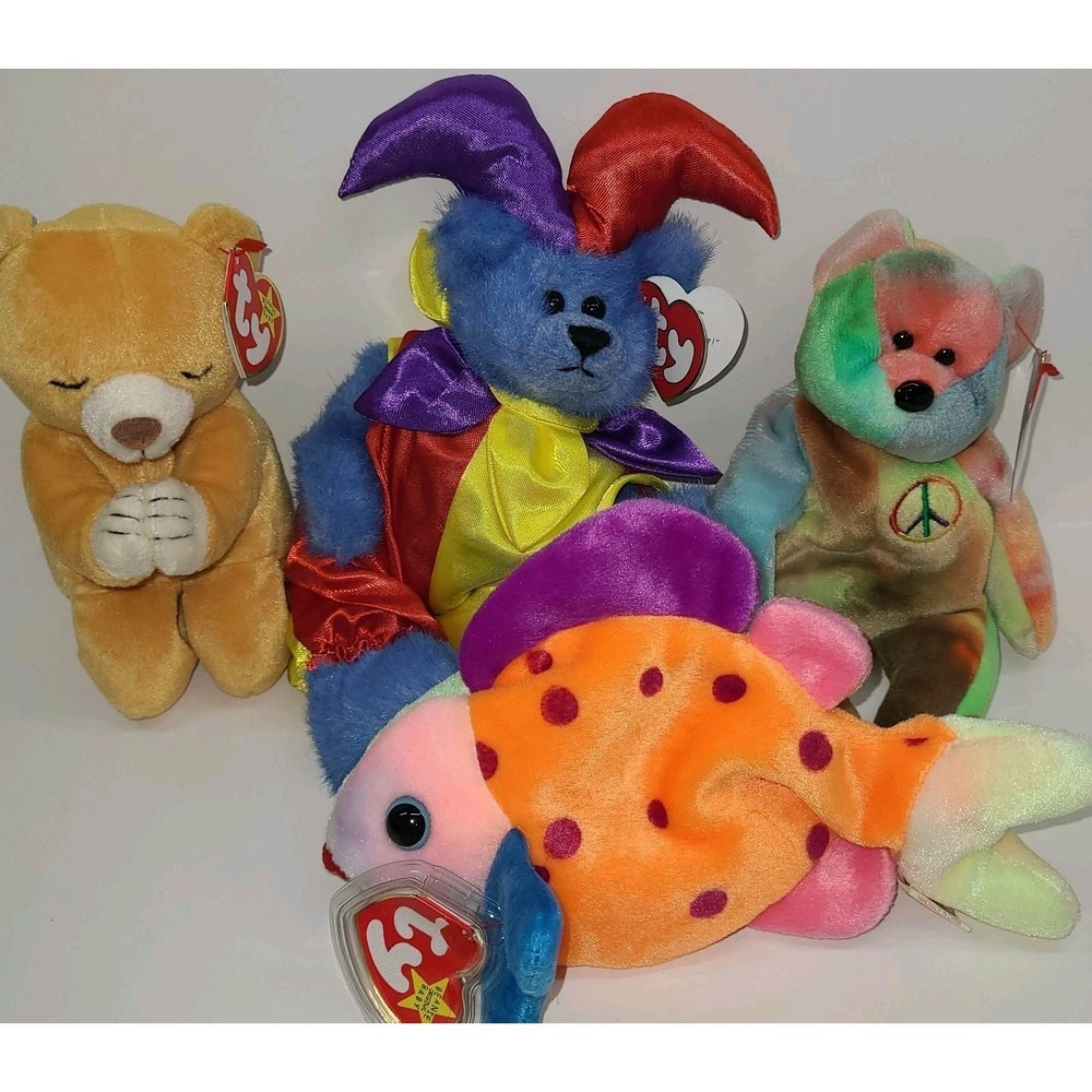 TY‎ Beanie Baby Lot of 4 – Hope 1998, Calliope, Peace 1996, Lips 1999 – All with